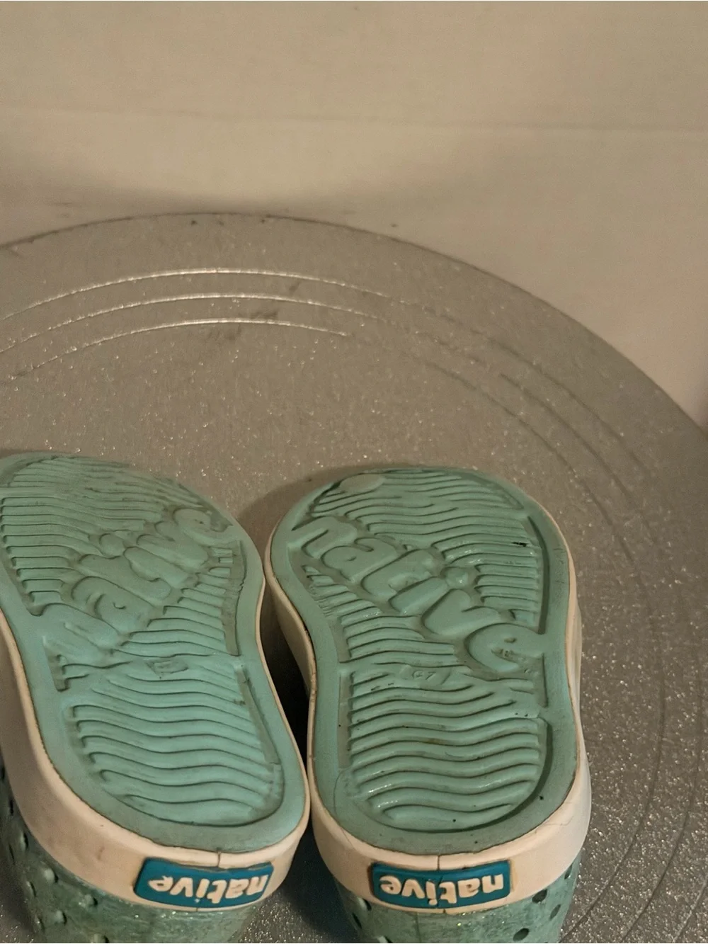 Native Shoes Jefferson Light Blue Sparkle Water Shoes Sz C7 Kids